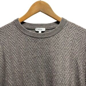 Reiss Mens Sz XL (Fits M/L) Light Brown Herringbone Wool Alpaca Crewneck Sweater
